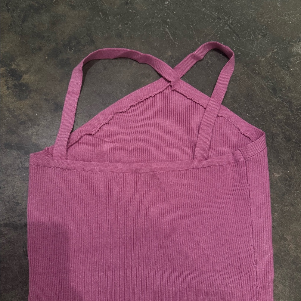 Purple Ribbed Cross Top - Picture 2 of 2